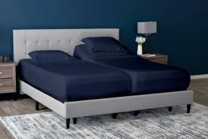 Cottingon 5 Pcs Split King Sheets for Adjustable Beds, 100% Brushed Microfiber Bedding Sets for Sleep Number Beds, Fits Upto 16" Deep Twin XL Mattress, Navy