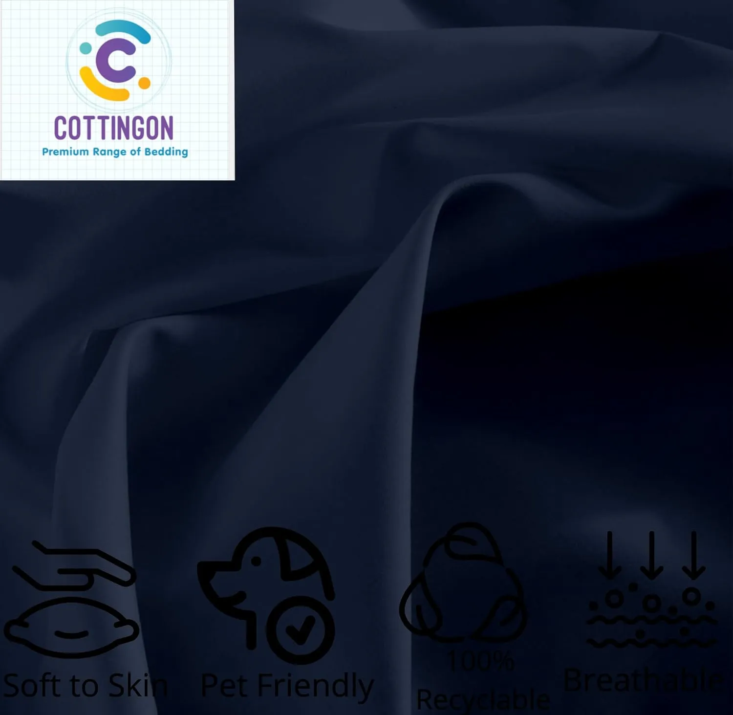 Cottingon 5 Pcs Split King Sheets for Adjustable Beds, 100% Brushed Microfiber Bedding Sets for Sleep Number Beds, Fits Upto 16" Deep Twin XL Mattress, Navy