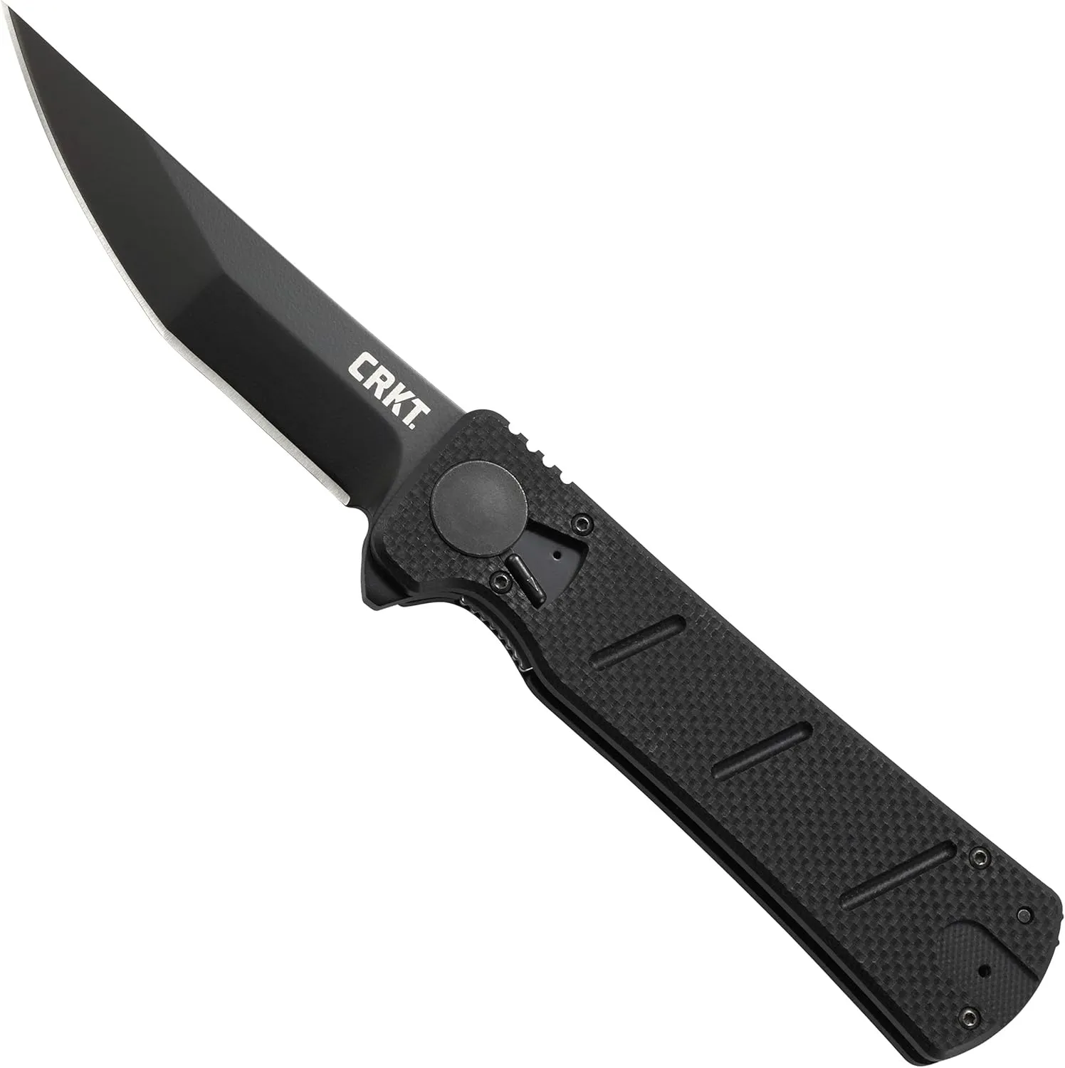 CRKT Goken Pocket Knife: EDC Folding Knife with Liner Lock, Field Strip Technology, Black EDP Osoraku Zukuri Modified Tanto Blade and G10 Handle 2920