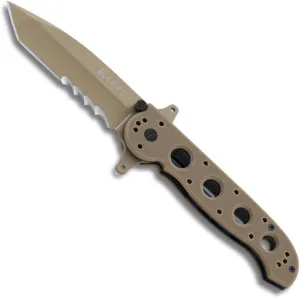 CRKT M16-14DSFG EDC Folding Pocket Knife: Special Forces Everyday Carry, Tan Serrated Edge Blade, Tanto, Automated Liner Safety, Dual Hilt, Desert G10 Handle, 4-Position Pocket Clip
