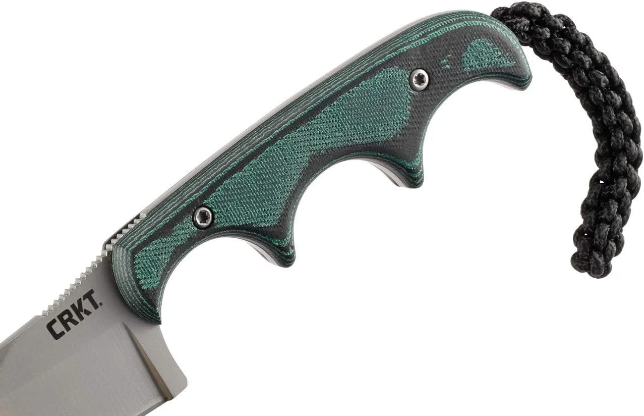 CRKT Minimalist Bowie Neck : Compact Fixed Blade Knife, Folts Utility with Bead Blast Blade, Resin Infused Fiber Handle, and Sheath 2387