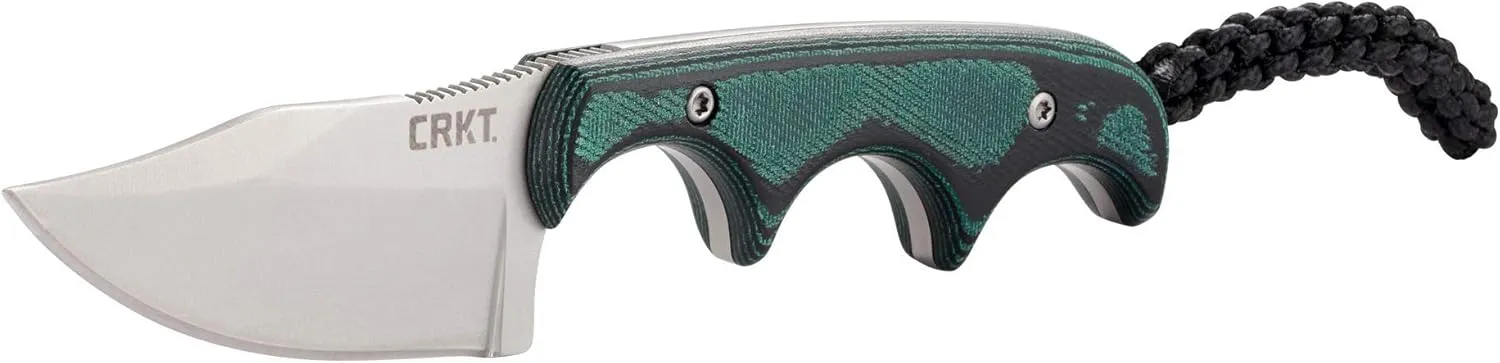 CRKT Minimalist Bowie Neck : Compact Fixed Blade Knife, Folts Utility with Bead Blast Blade, Resin Infused Fiber Handle, and Sheath 2387