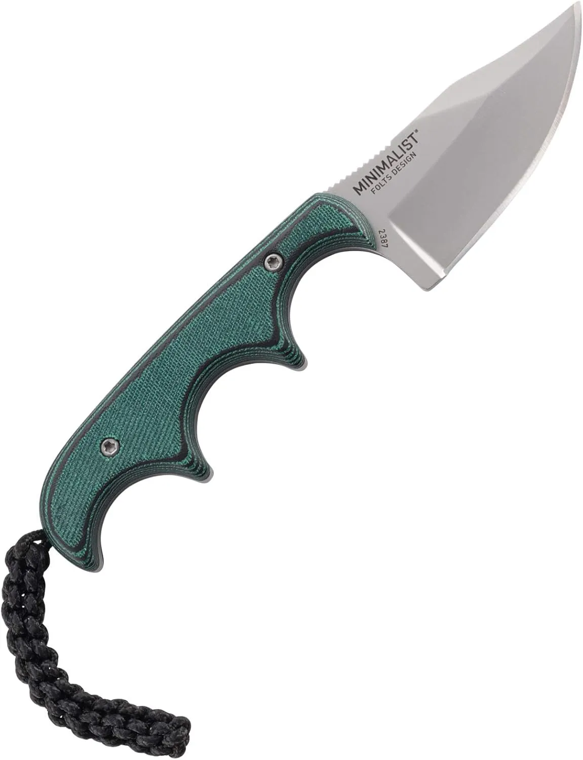 CRKT Minimalist Bowie Neck : Compact Fixed Blade Knife, Folts Utility with Bead Blast Blade, Resin Infused Fiber Handle, and Sheath 2387