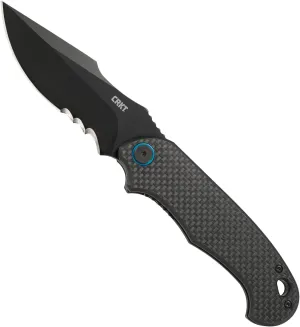 CRKT P.S.D. EDC Folding Pocket Knife: Everyday Carry Assisted Opening, Veff Serrations, Liner Lock, Handle with Carbon Fiber Overlay 7920K
