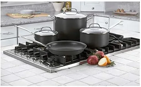 Cuisinart 66-7P1 Chef's Classic Nonstick Hard-Anodized 7-Piece Cookware Set, Black