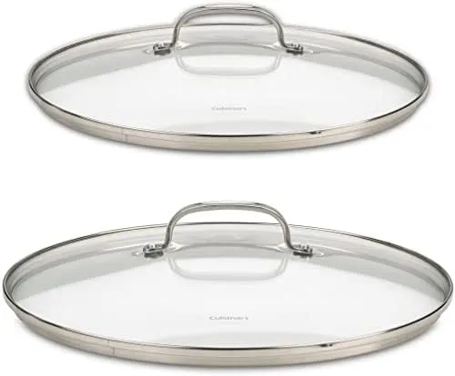 Cuisinart Chef's Classic Stainless Nonstick 9-Inch and 11-Inch Skillet Set with Glass Lids - Black And Silver