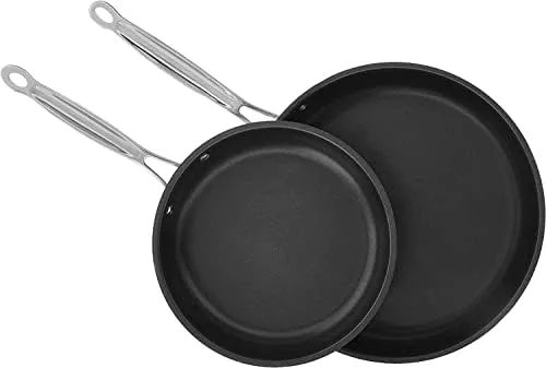 Cuisinart Chef's Classic Stainless Nonstick 9-Inch and 11-Inch Skillet Set with Glass Lids - Black And Silver