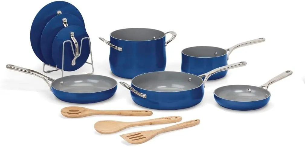 Cuisinart Culinary Collection 12-Piece Pots and Pans Set, PURELYCERAMIC Nonstick, Sapphire