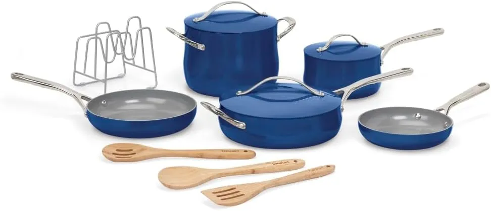 Cuisinart Culinary Collection 12-Piece Pots and Pans Set, PURELYCERAMIC Nonstick, Sapphire