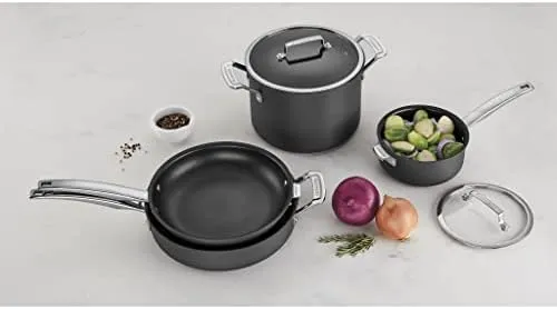 CUISINART N61-11 Nonstick Hard-Anodized Nesting Cookware Set, 11 Piece, Black