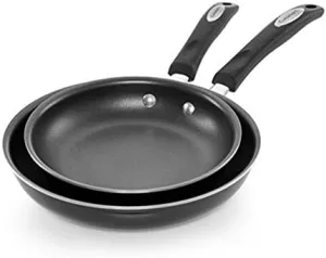 Cuisinart Nonstick Skillet Pan Set, 2 Piece Aluminum, Black/Stainless Steel, 57B22-810BK