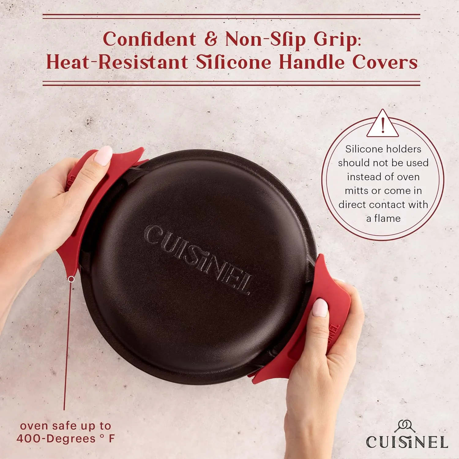 Cuisinel Cast Iron Dutch Oven - 3-Quart Deep Pot - Pre-Seasoned 2-in-1 Multi-Cooker - Combo Lid Doubles as 8"-inch Skillet Frying Pan   Silicone Handle Covers   Scraper - Use for Baking Bread