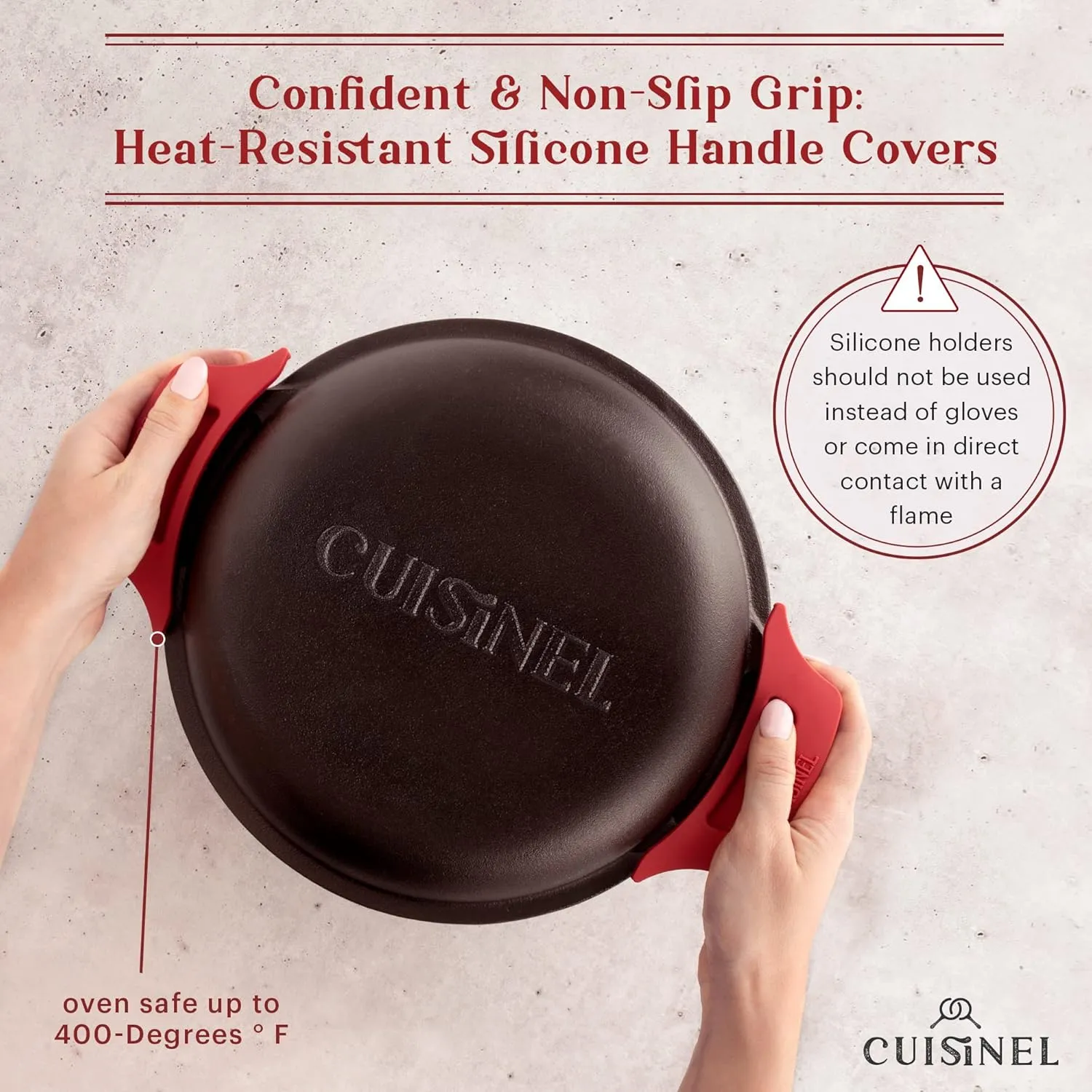 Cuisinel Cast Iron Dutch Oven - 5-Quart Deep Pot - Preseasoned 2-in-1 Multi-Cooker - Combo Lid Doubles as 10"-inch Skillet Frying Pan   Silicone Handle Covers   Scraper - Indoor/Outdoor Bread Cookware