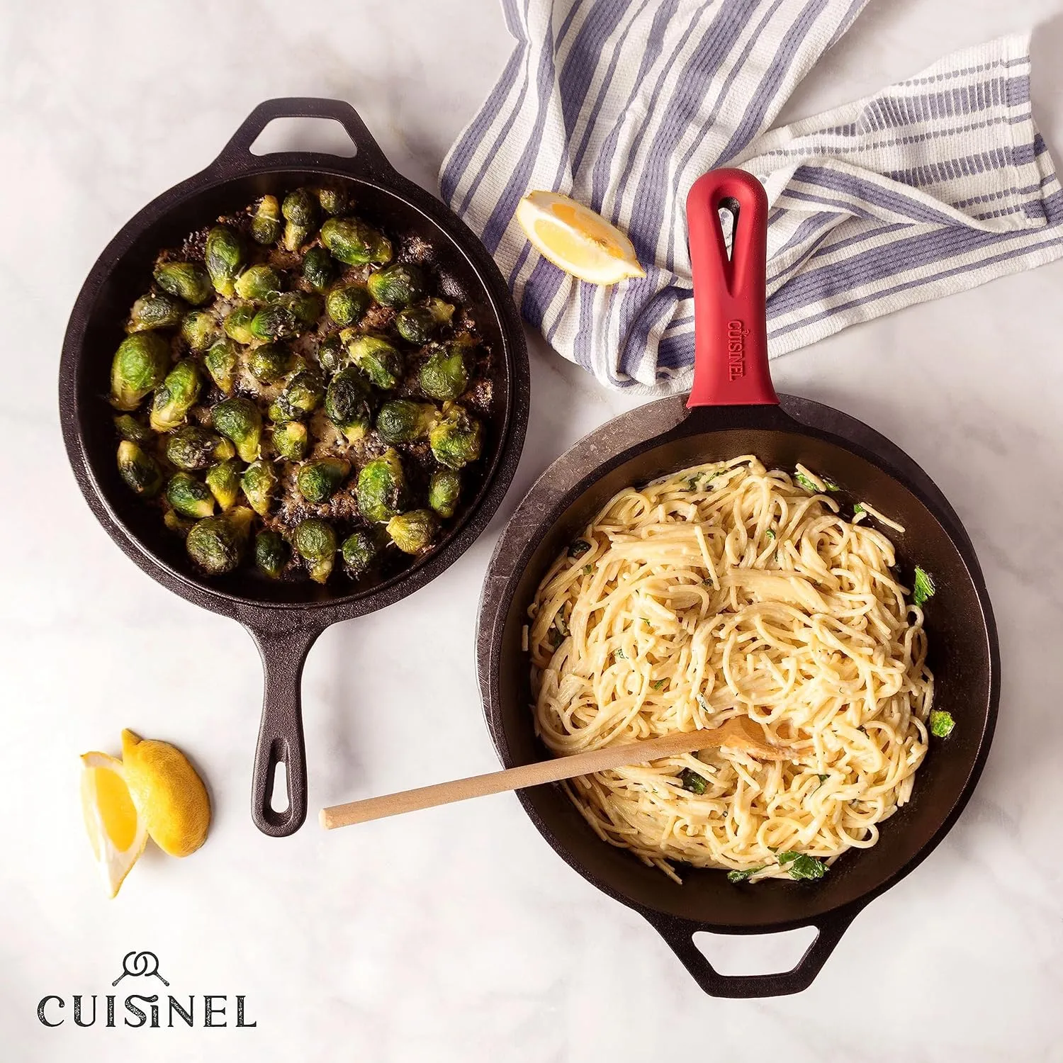 Cuisinel Cast Iron Skillet   Lid - 2-In-1 Multi Cooker - Deep Pot   Frying Pan - 3-Qt Dutch Oven - Pre-Seasoned Oven Cookware - Works for Bread, Indoor/Outdoor, Grill, Stovetop and Induction