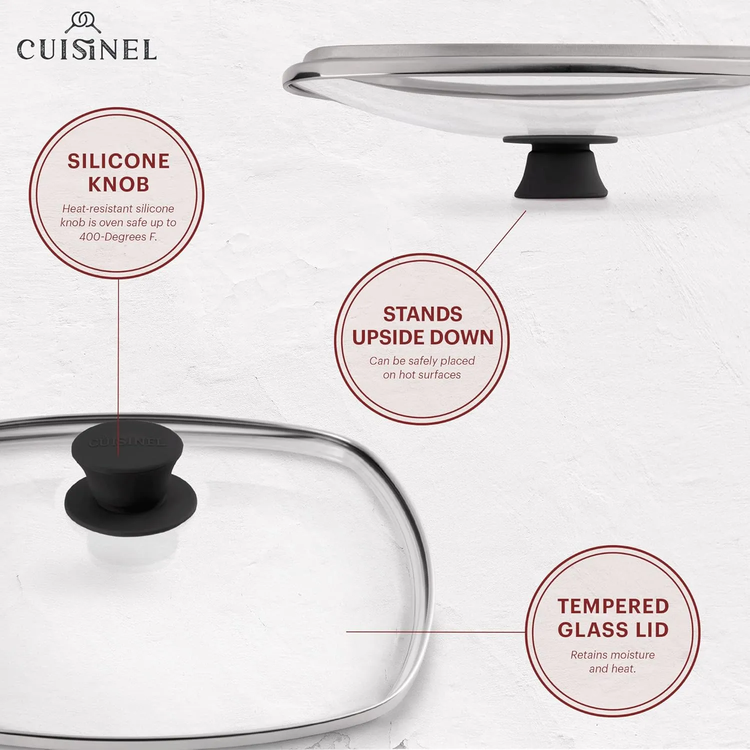 Cuisinel Cast Iron Square Grill Pan   Glass Lid   Pan Scraper   Handle Cover - 10.5" Pre-Seasoned Ridged Skillet - Grill, Stovetop, Fire, Indoor/Outdoor Use - for Grilling, Frying, Sauteing