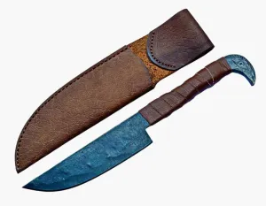 Custom Handmade Viking Carbon Steel Raven Knife with Pure Cowhide Leather Sheath, Viking Raven Knife, Viking Carbon Steel Knife with Raven Head Hilt (KIR-101)
