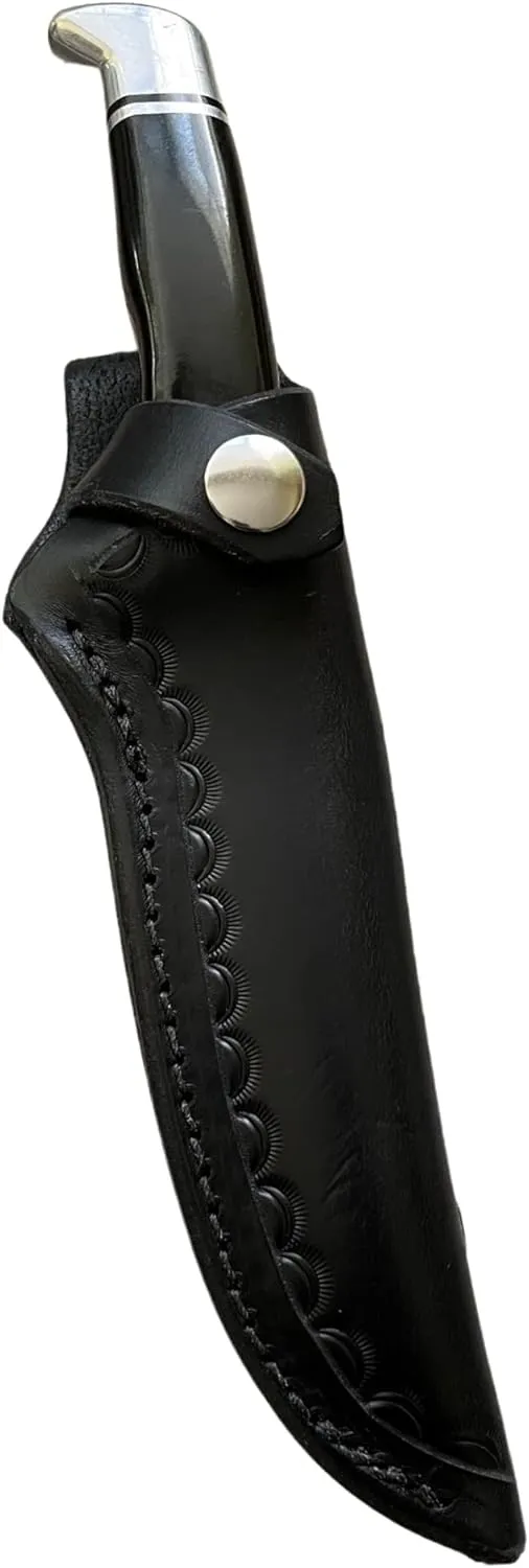 Custom Leather Right Hand Knife Sheath Fits Buck 105 or Schrade Golden Spike Knife, Fixed Blade Knife Holder, Black