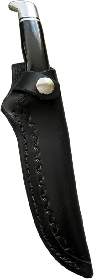 Custom Leather Right Hand Knife Sheath Fits Buck 105 or Schrade Golden Spike Knife, Fixed Blade Knife Holder, Black