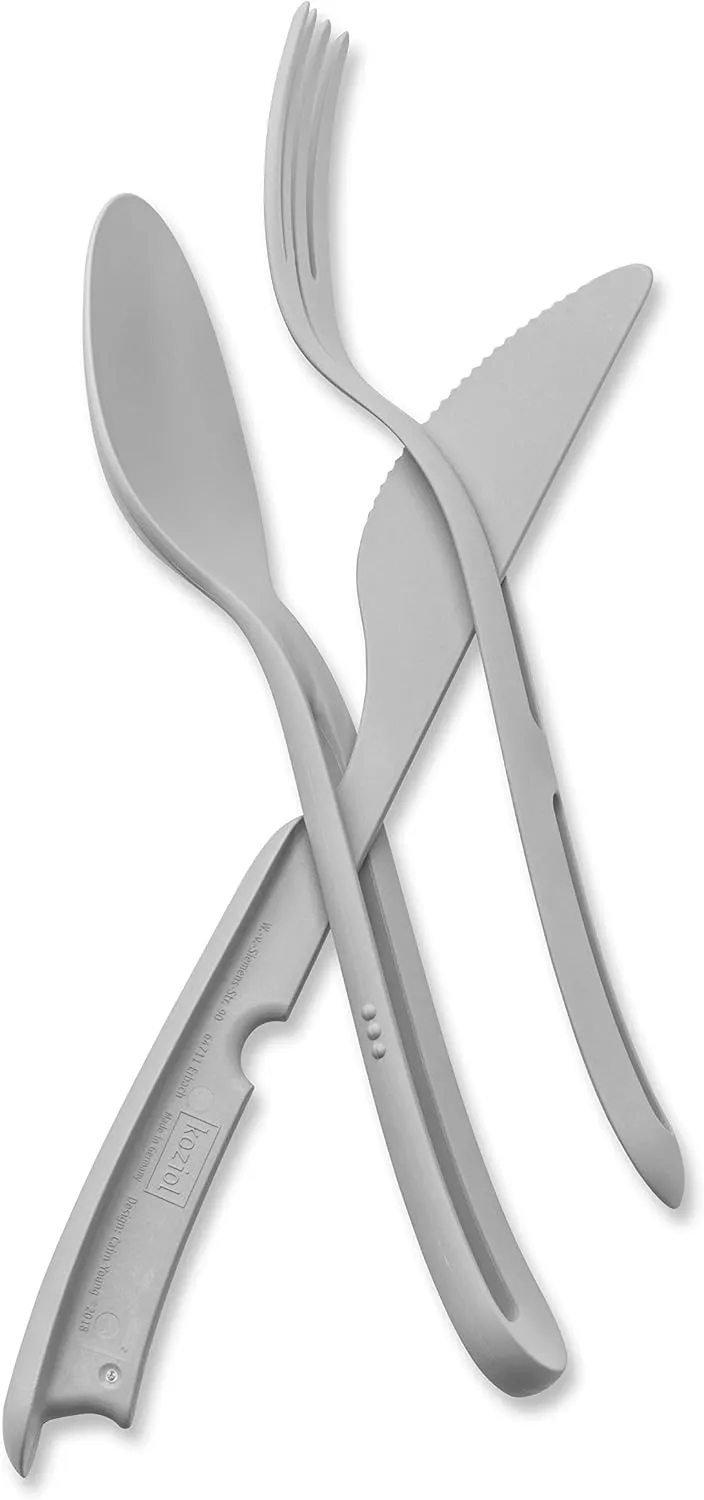 Cutlery Set 3-pieces KLIKK, soft grey