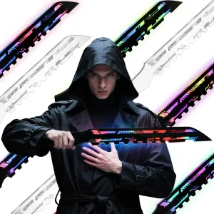 Cyberpunk Tactical Knife - 22" Futuristic Neon Blade Perfect for Halloween Cosplay, Compatible with LED Masks & Punk mask (Two Knives)