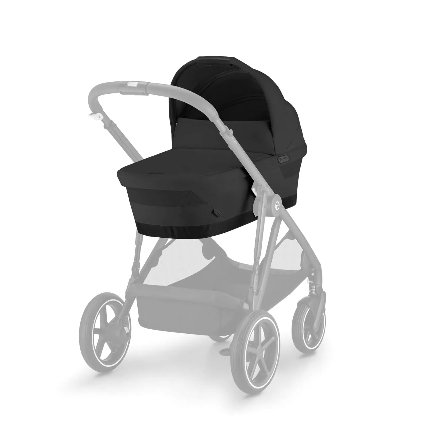 Cybex Gazelle S 2 Cot Baby Bassinet - Easy-Carry Ergonomic Handle, Sun Canopy & Spacious, Cozy Interior, Compatible Gazelle S 2 Stroller, Moon Black