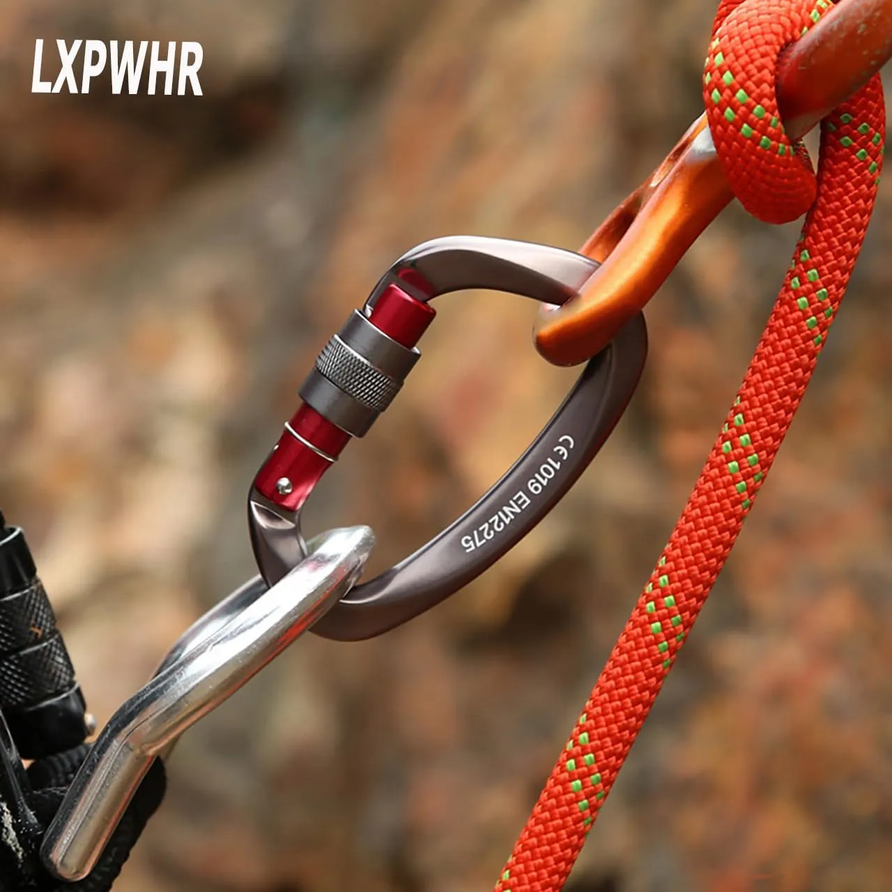 D Shape Carabiner 25KN Heavy Duty Climbing Mountaineer Expanding exploratory Caverns Connection Protection Locking Carabiner Clip Carabiner Screw Lock Hammock Camping Outdoor Equipment