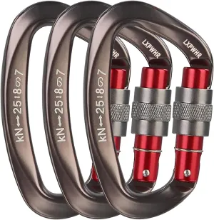 D Shape Carabiner 25KN Heavy Duty Climbing Mountaineer Expanding exploratory Caverns Connection Protection Locking Carabiner Clip Carabiner Screw Lock Hammock Camping Outdoor Equipment