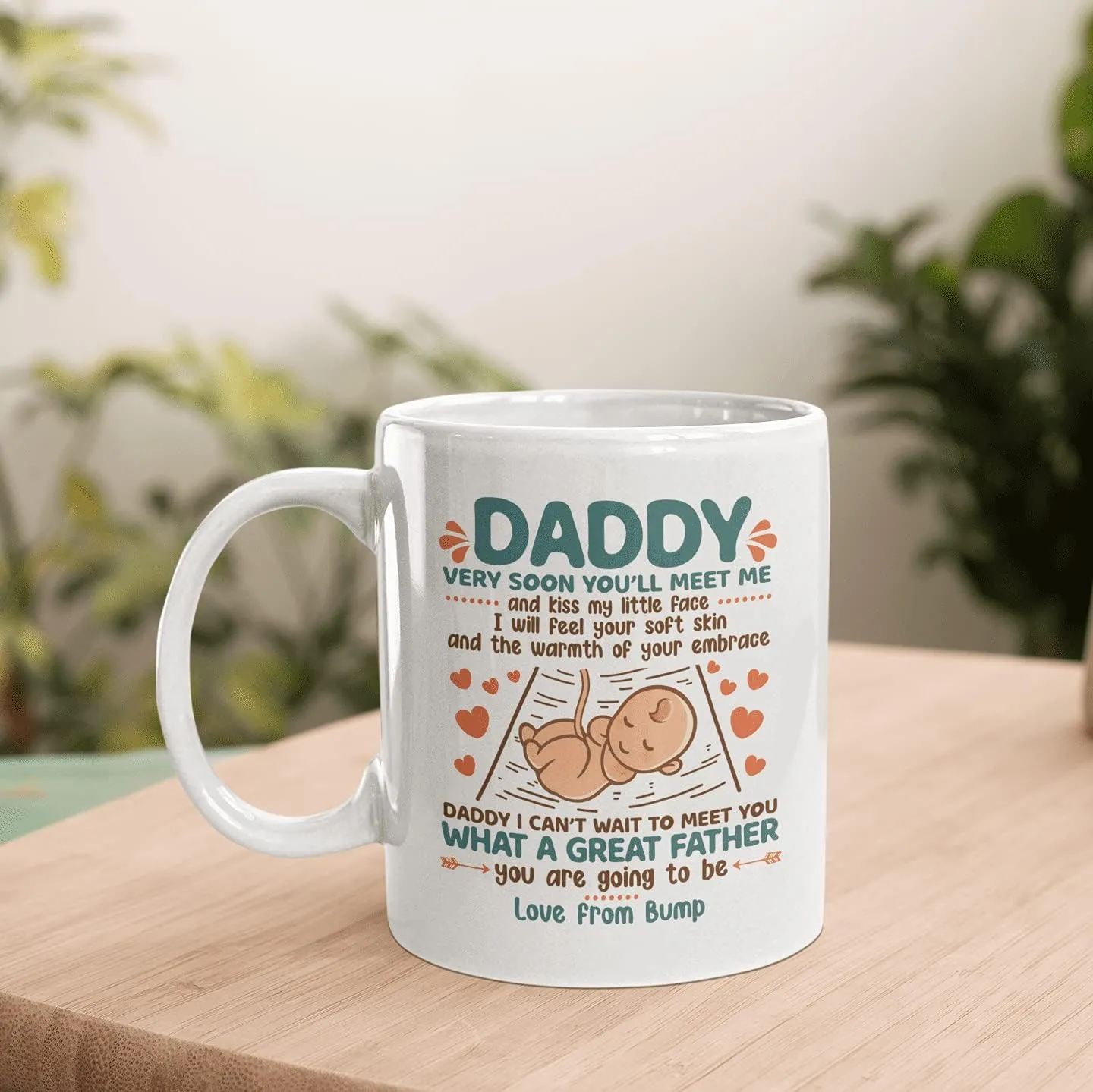 Daddy Very Soon You'll Meet Me and Kiss My Little Face Coffee Mug - New Dad Gift from Baby Bump, One Size, 14 oz. Silver Travel Mug/Silver