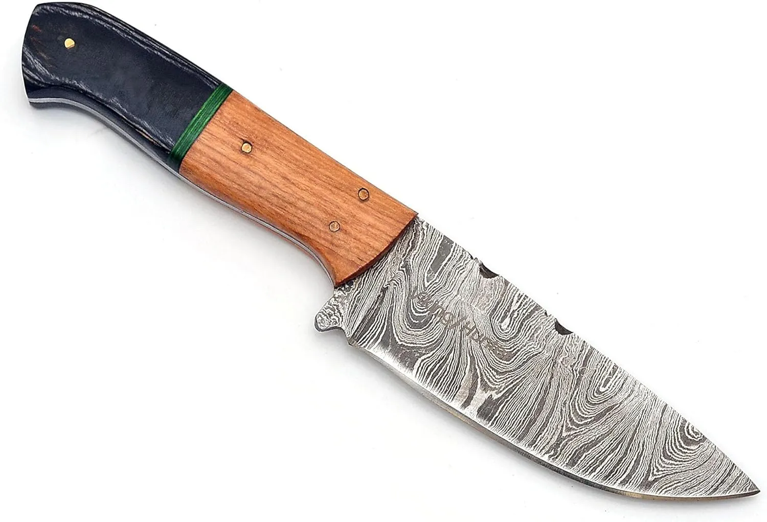 Damascus Knives Custom Handmade Hunting Knife- Best Damascus Steel Blade Skinning Knifes - Fixed Blade Hunting Knife's With Leather Sheath Belt Loop (Black Handle 9" Knife)