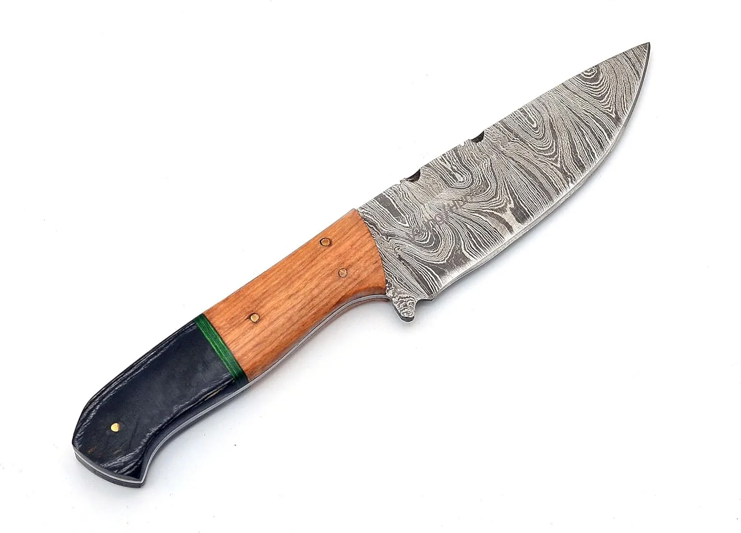 Damascus Knives Custom Handmade Hunting Knife- Best Damascus Steel Blade Skinning Knifes - Fixed Blade Hunting Knife's With Leather Sheath Belt Loop (Black Handle 9" Knife)