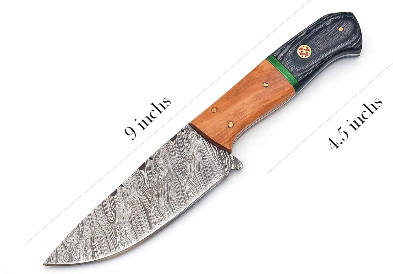 Damascus Knives Custom Handmade Hunting Knife- Best Damascus Steel Blade Skinning Knifes - Fixed Blade Hunting Knife's With Leather Sheath Belt Loop (Black Handle 9" Knife)
