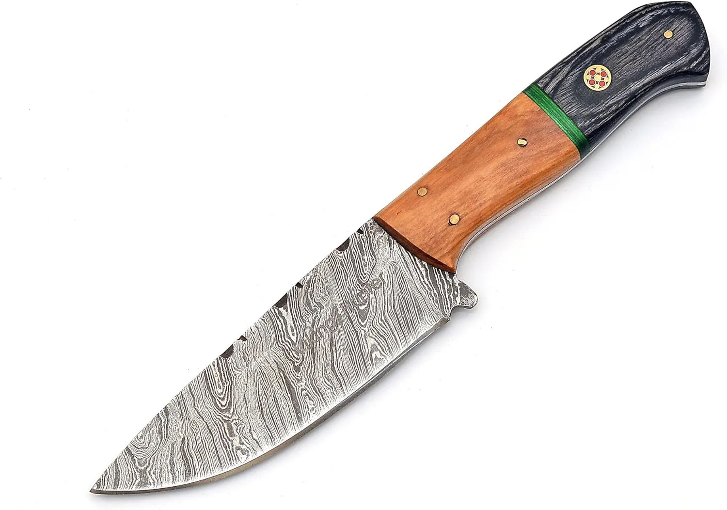 Damascus Knives Custom Handmade Hunting Knife- Best Damascus Steel Blade Skinning Knifes - Fixed Blade Hunting Knife's With Leather Sheath Belt Loop (Black Handle 9" Knife)