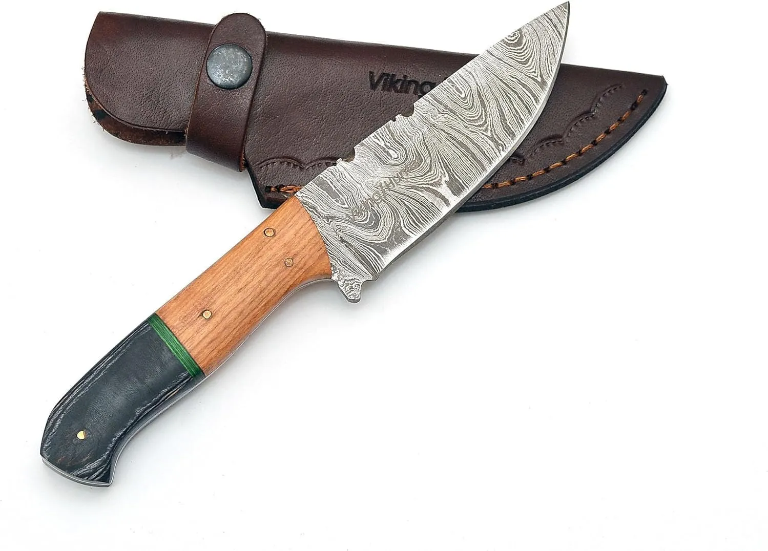 Damascus Knives Custom Handmade Hunting Knife- Best Damascus Steel Blade Skinning Knifes - Fixed Blade Hunting Knife's With Leather Sheath Belt Loop (Black Handle 9" Knife)