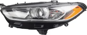 Dasbecan Halogen Headlights w/bulbs Compatible With Ford Fusion 2013-2016 Left Driver Side Chrome Projector Headlamp Assembly Replaces# FO2503304