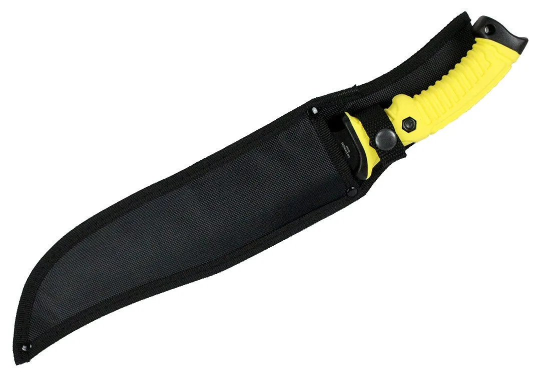 Defender Xtreme Full Tang Hunting Knife with Black/Yellow Rubber Handle 9277