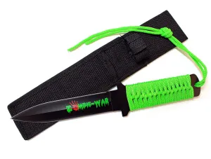 Defender Zombie War Green Cord Wrapped Handle Hunting Knife with Sheath 7588