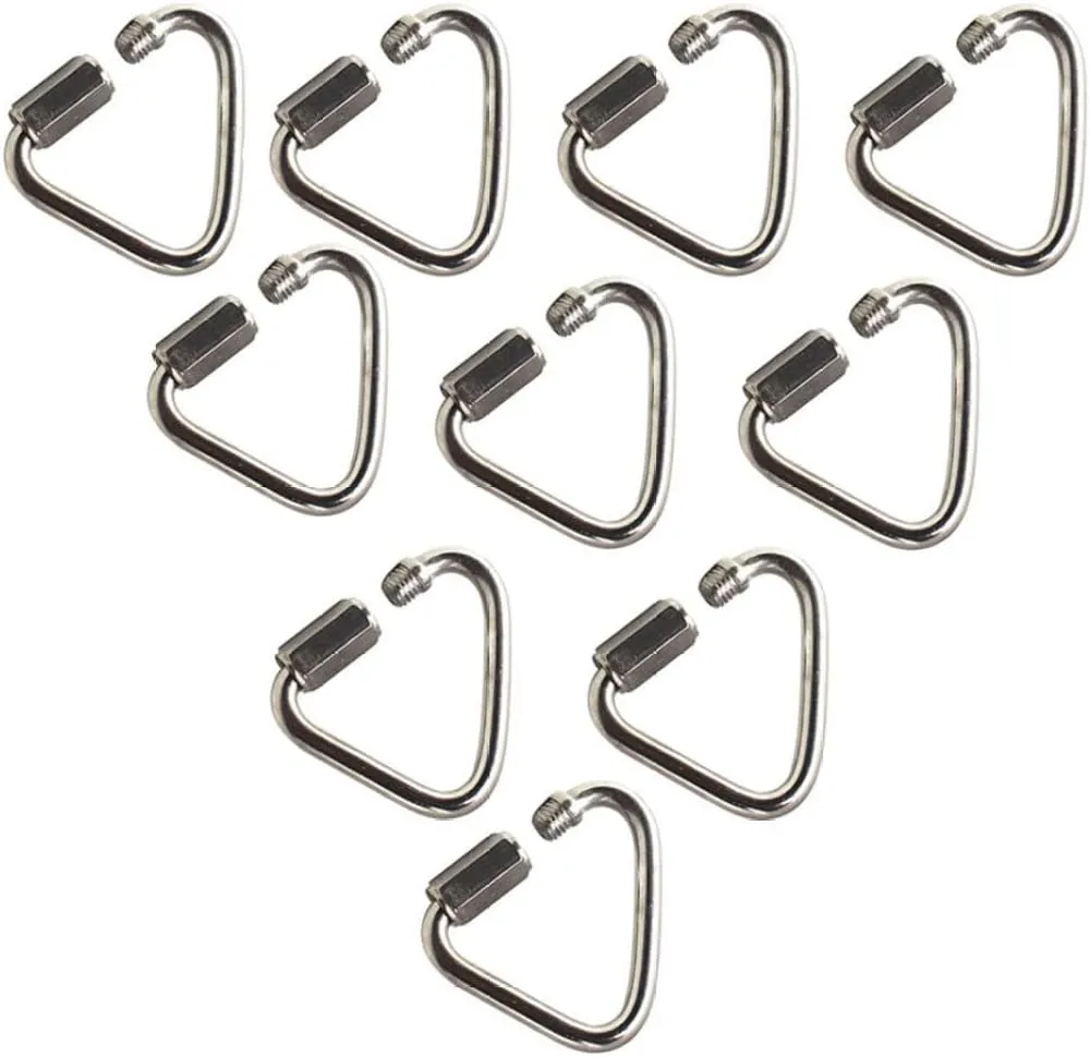 Delta Carabiner Stainless Steel Delta Quick Link Connector Heavy Duty Screw Lock Carabiner Clips for Camping Hiking M3.5 10PCS #