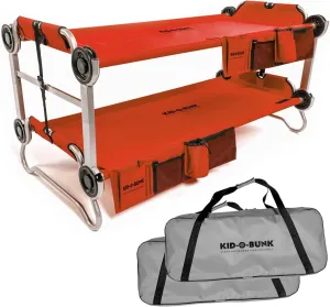 Disc-O-Bed Youth Double Cot Kid-O-Bunk, Modular for Bunk Beds, Dual Cots, or Bench with 2 Carry Bags for Portable Transport