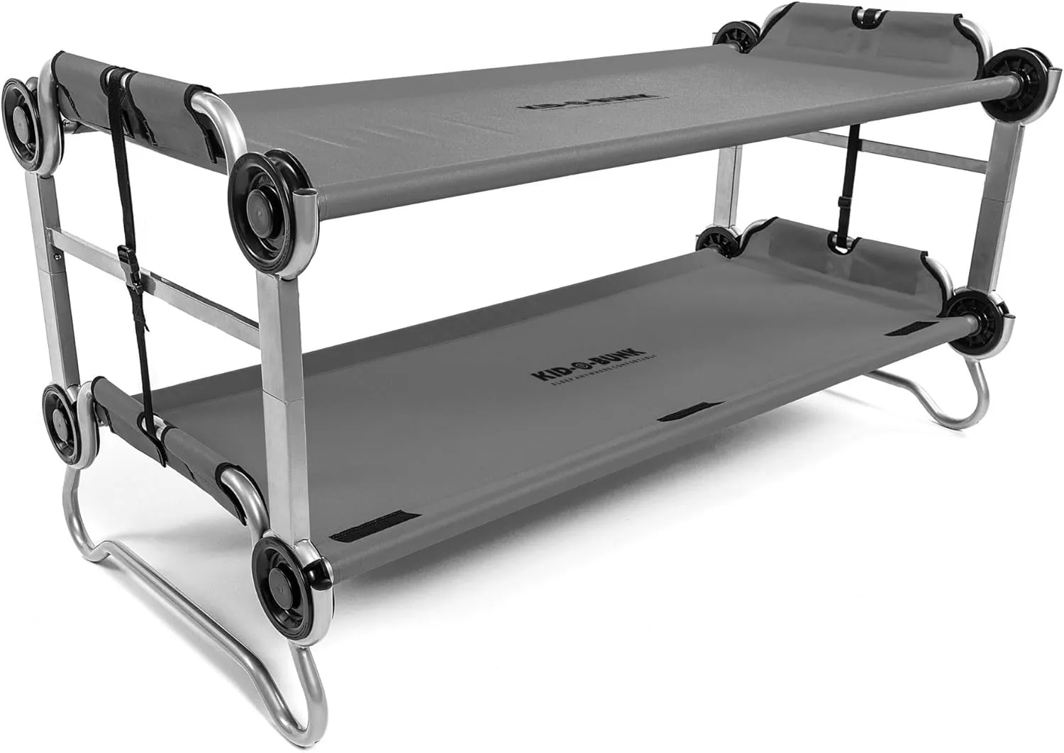 Disc-O-Bed Youth Double Cot Kid-O-Bunk, Modular for Bunk Beds, Dual Cots, or Bench with 2 Carry Bags for Portable Transport