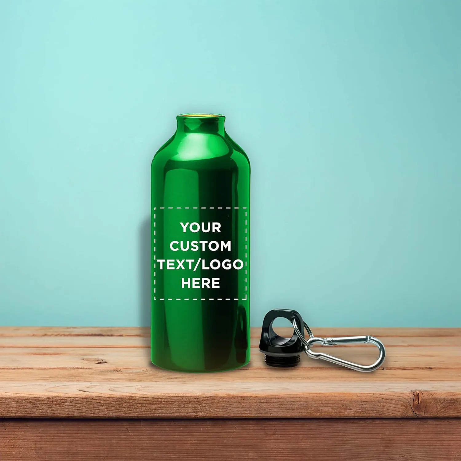 DISCOUNT PROMOS Custom Aluminum Water Bottles 20 oz. Set of 50, Personalized Bulk Pack - Perfect for Gym, Hiking, Any Indoor/Outdoor Activities - Green