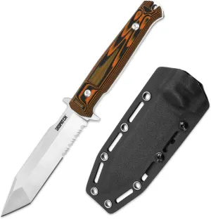 Dispatch Full Tang Fixed Blade Knife with Kydex Sheath, 4.72" 8cr13mov Steel Tanto Serrated Blade Tactical Survival Knife, G10 Handle for Outdoor Camping Hunting Hiking knives