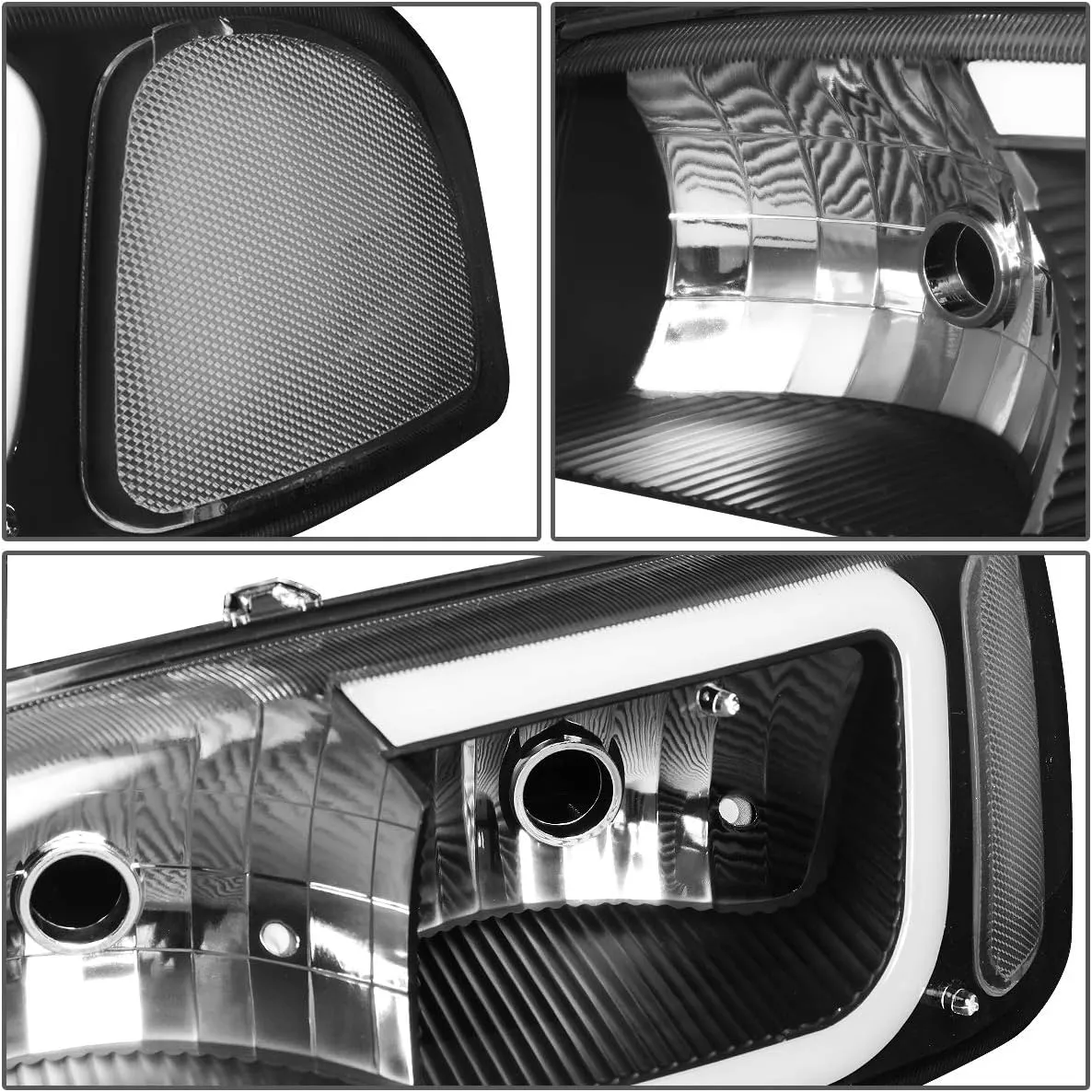DNA MOTORING HL-LB2-SIERRA99-BK-CL1 Black Housing Bumper Lights Headlights With LED DRL Replacement Compatible with 99-06 Sierra