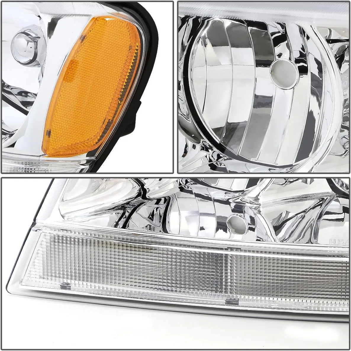 DNA Motoring HL-OH-JGC99-CH-AM Chrome Amber Headlights Assembly Replacement Compatible with 99-04 Jeep Grand Cherokee