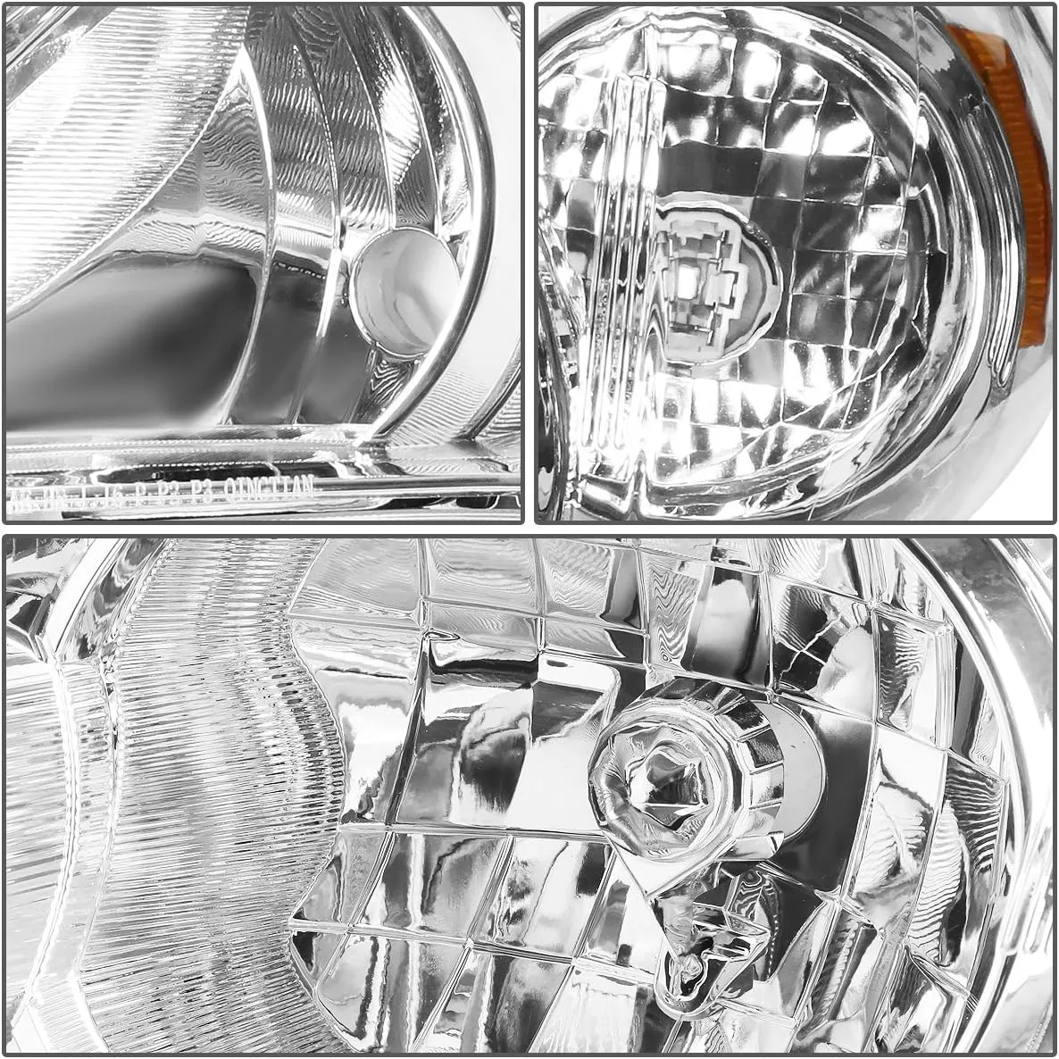 DNA MOTORING Pair Headlight Assembly Compatible With 2011-2013 Toyota Corolla Sedan, Chrome/Amber, HL-OH-TCOR11-CH-AM