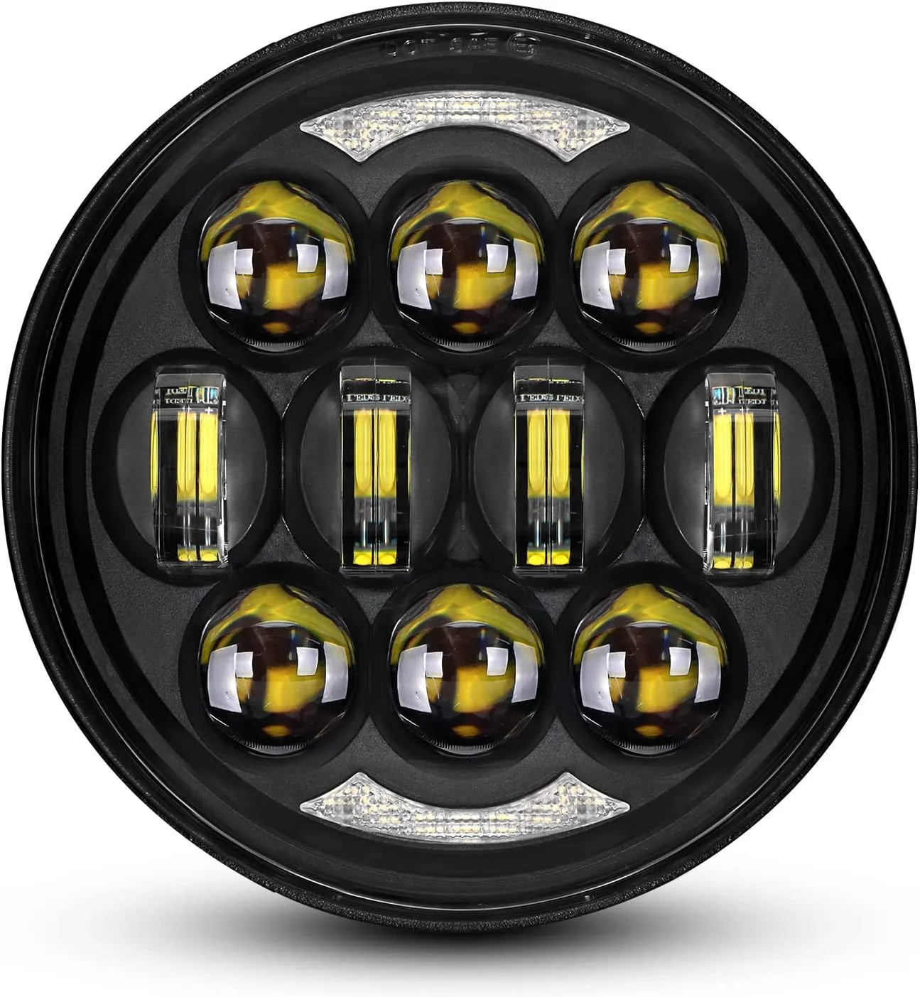 DOT Approved 80W 5-3/4" 5.75" Round LED Projection Headlight Compatible with Dyna Street Bob Super Wide Glide Low Rider Night Rod Train Softail Deuce Custom Sportster Iron 883,Black