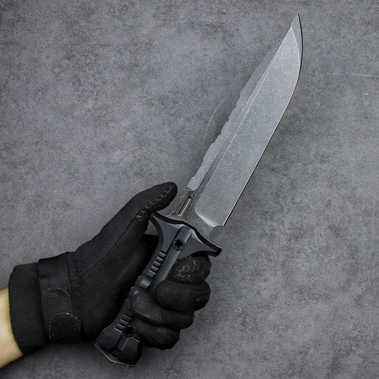 Dragon 12.8 Inch Sleipner Steel Full Tang Fixed Blade,Outdoor Camping Tactics Knife,Satin Polishing,G10 Handle with leggings Kydex Sheath (Black handle black blade)