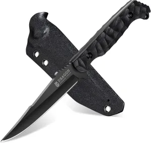 Dragon Creek Fixed Blade Knife - Outdoor Tactical Survival Knife With Sheath G10 Full Tang Handle for Camping Hiking Gift Men Black