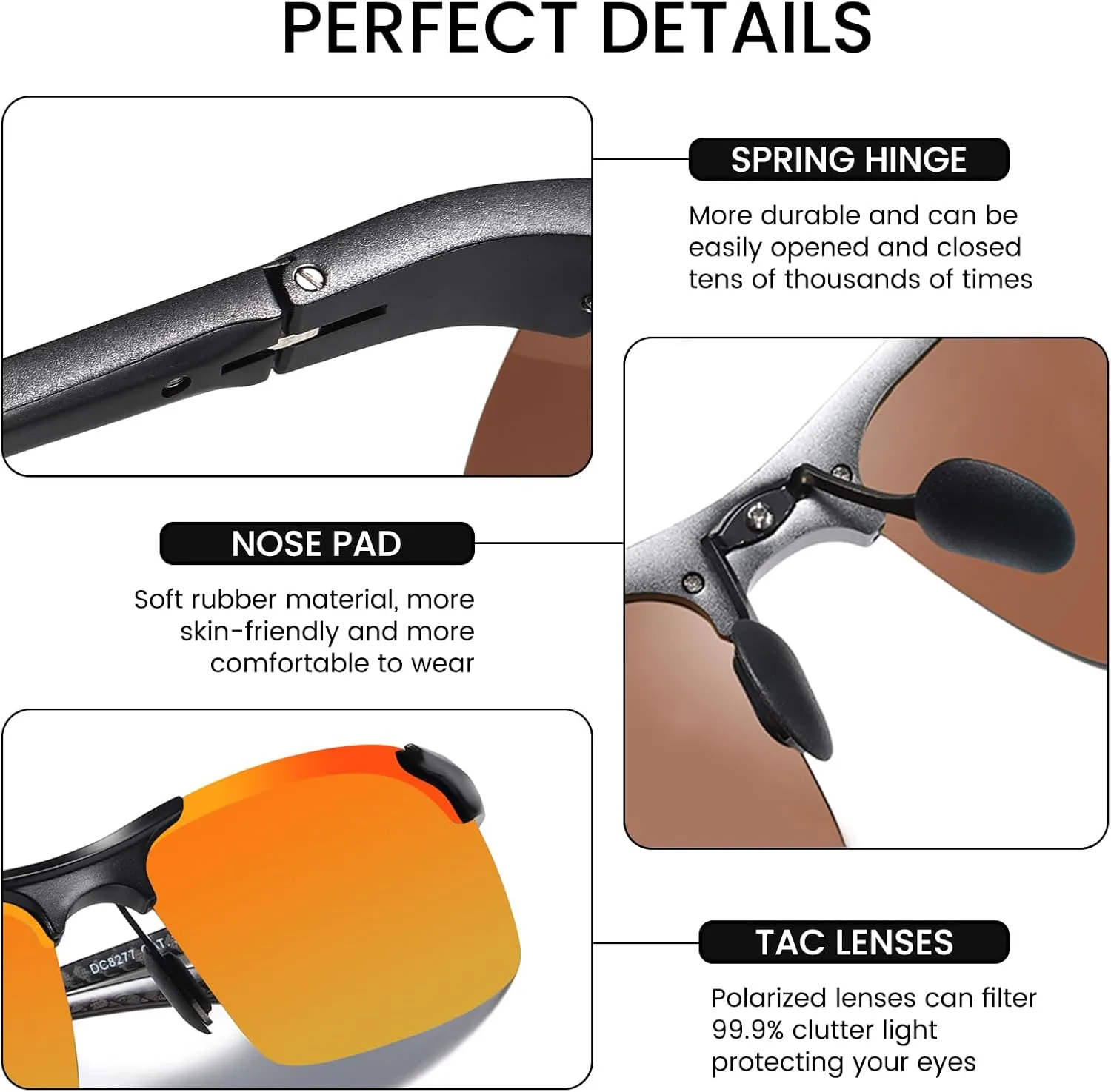 DUCO Men's Sports Polarized Driving Carbon Fiber Sunglasses for Men UV400 Protection DC8277