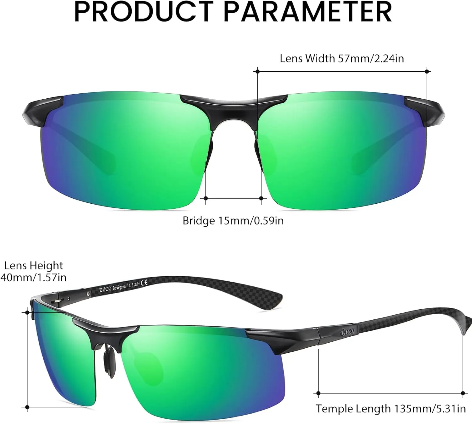DUCO Mens Sunglasses Polarized Sports Fishing Running Driving Carbon Fiber Sunglasses for Men UV400 Protection DC8277