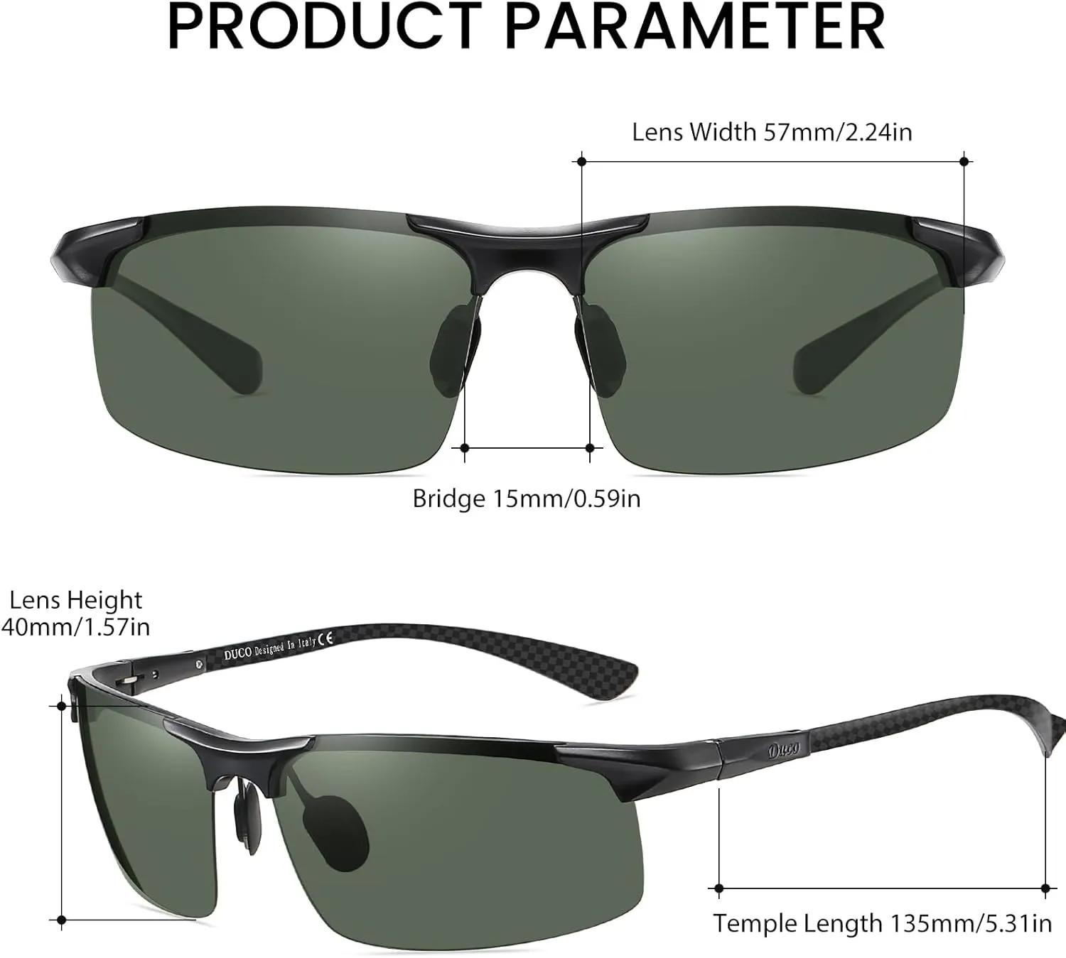 DUCO Mens Sunglasses Polarized Sports Fishing Running Driving Carbon Fiber Sunglasses for Men UV400 Protection DC8277